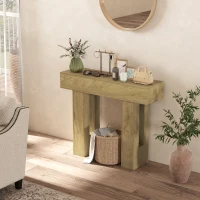HOMCOM 42 Inch Console Table, Sofa Table Behind the Couch with Thickened Tabletop for Living Room, Hallway, Entrance, Oak(m-9)