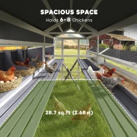 PawHut Wooden Chicken Coop, Outdoor Hen House with 2 Feeders, 2 Nesting Boxes, 2 Roosting Bars, Ramps, Waterproof Roof(m-4)