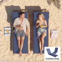 Outsunny Outdoor Chaise Lounge Cushions Set of 2 with 6 Ties, High-Density Foam, for Patio and Poolside, Navy Blue(m-8)