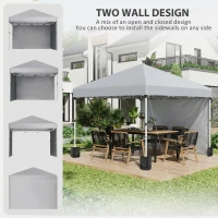 Outsunny 10' x 10' Pop Up Canopy with Sidewalls, Roller Bag, Height Adjustable Instant Tent for Outdoor Garden Patio, Light Grey(m-4)