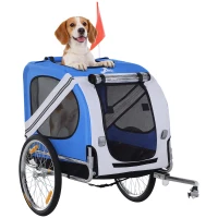 PawHut Dog Bike Trailer Pet Cart Bicycle Wagon Cargo Carrier Attachment for Travel with 3 Entrances Large Wheels, White(m-2)