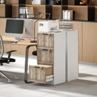 HOMCOM 3 Drawer Filing Cabinet, Farmhouse File Cabinet with Lock, Adjustable Hanging Rails for A4 Letter Size Files, White(m-9)