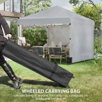 Outsunny 10' x 10' Pop Up Canopy with Sidewalls, Roller Bag, Height Adjustable Instant Tent for Outdoor Garden Patio, Light Grey(m-9)