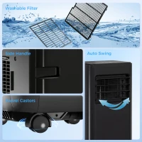 HOMCOM 10000 BTU Portable 4-in-1 Air Conditioner with Cool, Dehumidifier, Fan, Sleep, WiFi Voice Remote Control, Black(m-10)