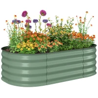Outsunny 3.4' x 2' x 1' Galvanized Raised Garden Bed Kit, Metal Planter Box with Safety Edging, Green(m-11)