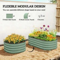 Outsunny 3.4' x 2' x 1' Galvanized Raised Garden Bed Kit, Metal Planter Box with Safety Edging, Green(m-4)