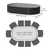 Outsunny 5' x 3' x 1' Large Outdoor Planter Box, Galvanized Raised Garden Bed with Metal Plant Stake, Black(m-3)