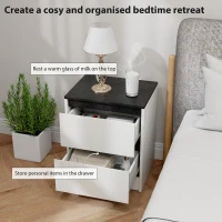 HOMCOM Nightstands Set of 2, Modern Bedside Tables with 2 Drawers, End Side Tables for Bedroom, White(m-5)