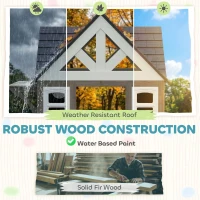 Qaba Outdoor Playhouse, Wooden Kids Playhouse with Dog Door, Flower Box, Cookware & Window for Garden Ages 2+, Gray(m-5)