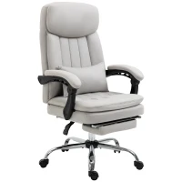 Vinsetto High Back Office Chair, Microfibre Computer Desk Chair with Lumbar Support Pillow, Foot Rest, Reclining Back, Arm, Light Grey(m-2)