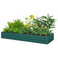 Outsunny 95" x 36" x 12" Galvanized Raised Garden Bed, Easy DIY and Cleaning for Growing Flowers, Herbs, Succulents, Green(m-11)