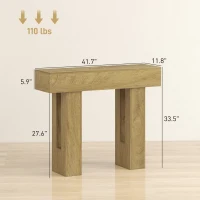 HOMCOM 42 Inch Console Table, Sofa Table Behind the Couch with Thickened Tabletop for Living Room, Hallway, Entrance, Oak(m-3)