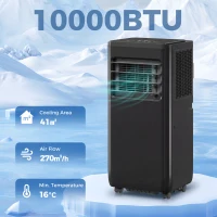 HOMCOM 10000 BTU Portable 4-in-1 Air Conditioner with Cool, Dehumidifier, Fan, Sleep, WiFi Voice Remote Control, Black(m-4)