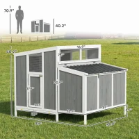 PawHut Chicken Coop, Wooden Chicken House for 4-6 Hens, Outdoor Hen House with Nesting Box, Pull-Out Tray and Weatherproof Roof(m-3)