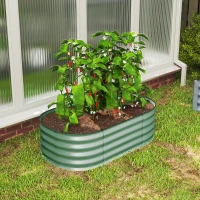 Outsunny 3.4' x 2' x 1' Galvanized Raised Garden Bed Kit, Metal Planter Box with Safety Edging, Green(m-9)