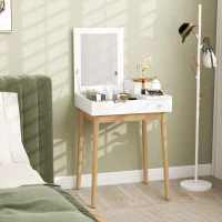 HOMCOM Makeup Vanity Table with Flip-up Mirror, Modern Dressing Table with 2 Drawers for Bedroom, White(m-9)