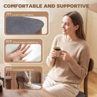 HOMCOM Set of 4 Dining Chairs, Upholstered Dining Room Chairs with Rubberwood Legs and Padded Seat for Kitchen, Gray(m-5)