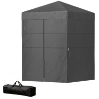 Outsunny 5 x 5 ft Compact Pop Up Canopy Tent, UPF 50+ Changing Room, Portable Instant Privacy Canopy with Mesh Window, Dark Grey(m-2)