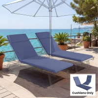 Outsunny Outdoor Chaise Lounge Cushions Set of 2 with 6 Ties, High-Density Foam, for Patio and Poolside, Navy Blue(m-9)