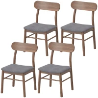 HOMCOM Set of 4 Dining Chairs, Upholstered Dining Room Chairs with Rubberwood Legs and Padded Seat for Kitchen, Gray(m-1)