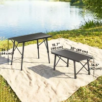 Outsunny Folding Picnic Table Heavy Duty Camping Table with Removable Plates Non-slip Feet for Outdoor BBQ(m-3)