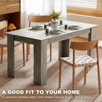 HOMCOM 63" Kitchen Table for 4-6 People, Dining Table with Wood Effect for Dining Room, Grey(m-4)