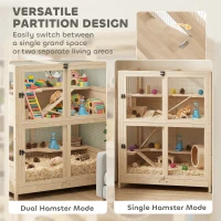 PawHut Wooden Hamster Cage, 4 Tier Small Animal Cage with Mesh Flip Roof, Pull-Out Tray, Huts, Seesaws, Ramps and Water Bottles(m-5)