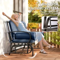 Outsunny Swing Glider Rocking Chair, Double Patio Bench, 2 Person Loveseat with Steel Frame, Cushions, Pillow Armrests, Blue(m-4)