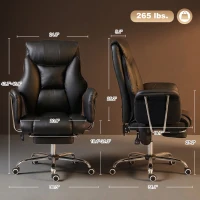 HOMCOM Massage Office Chair with 6 Points Vibration, Executive Desk Chair with High Back, PU Leather, Footrest, Black(m-3)