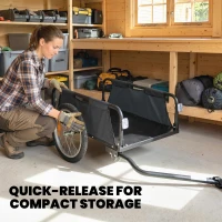 Soozier Bike Cargo Trailer, Bicycle Trailer Wagon Cart with Quick Release 16" Pneumatic Wheels, Aluminum Rims, Red Flag, Gray(m-9)