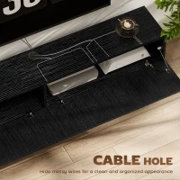 HOMCOM 55" Floating TV Stand for TVs up to 72 Inch, Wall Mount Media Console with 2 Fluted Flip-Down Doors, Cable Hole, Black(m-6)