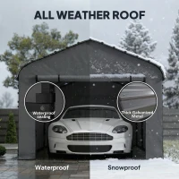 Outsunny 10' x 15' Metal Carport, Heavy Duty Garage Car Canopy with Galvanized Metal Roof and Removable Sidewalls, Dark Gray(m-4)