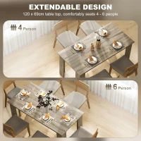 HOMCOM 63" Kitchen Table for 4-6 People, Dining Table with Wood Effect for Dining Room, Grey(m-5)