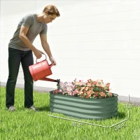 Outsunny 3.4' x 2' x 1' Galvanized Raised Garden Bed Kit, Metal Planter Box with Safety Edging, Green(m-3)