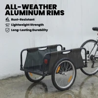 Soozier Bike Cargo Trailer, Bicycle Trailer Wagon Cart with Quick Release 16" Pneumatic Wheels, Aluminum Rims, Red Flag, Gray(m-5)