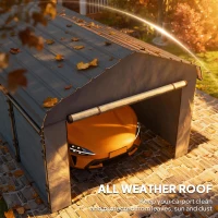 Outsunny 12' x 20' Metal Carport, Heavy Duty Garage Car Canopy with Galvanized Metal Roof and Removable Sidewalls, Dark Gray(m-5)