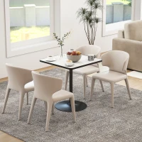 HOMCOM Dining Table for 4, Modern Kitchen Table with Marble Effect Tabletop and Round Base, White(m-8)