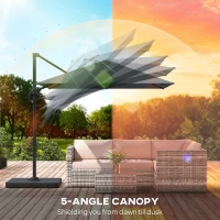 Outsunny 8' x 8' Offset Cantilever Patio Umbrella with Base Weights, UPF50+ Cantilever Parasol with 360° Rotation, Dark Grey(m-9)