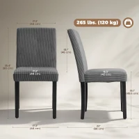 HOMCOM Modern Dining Chairs Set of 4, Kitchen Chairs with Rubberwood Legs and Padded Seat, Dark Grey(m-3)