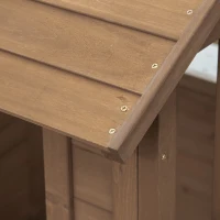 Outsunny Kids Wooden Playhouse, Outdoor Garden Games Cottage with Flowers Pot Holder, Working Door, Windows, Brown(m-15)