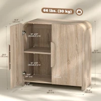 HOMCOM Sideboard Buffet Cabinet, 31.5" Modern Kitchen Storage Cabinet with Soft-Close Door and Adjustable Shelf, Natural Wood(m-3)