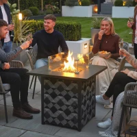 Outsunny Propane Fire Pit Table, 28 Inch Gas Fire Pit with Explosion-Proof Net and Glass Wind Guard, Gas Tank Holder(m-8)