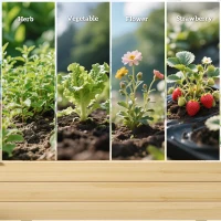 Outsunny 2 Tiers Wood Plant Raised Bed Flower Vegetable Herb Grow Box Stand Garden  Step Planter Stand Free Combination Natural(m-9)