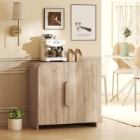 HOMCOM Sideboard Buffet Cabinet, 31.5" Modern Kitchen Storage Cabinet with Soft-Close Door and Adjustable Shelf, Natural Wood(m-8)