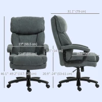 HOMCOM Big and Tall Executive Office Chair, Up to 450 lbs. Heavy Duty Desk Chair, Computer Chair for Heavy People, Grey(m-3)