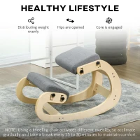 HOMCOM Ergonomic Kneeling Chair, Adjustable Rocking Wood Kneeling Stool, Desk Chair, Improve Posture, Grey(m-7)