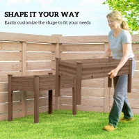 Outsunny 2 Tiers Raised Garden Bed, Wooden Elevated Planter Box with Legs, Gardening Planting Bed, Carbonised(m-6)