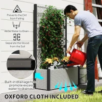 Outsunny Wicker Outdoor Planter with Trellis, 58" Standing Garden Bed with Liner, Drainage Holes for Climbing Plants, Mixed Grey(m-6)
