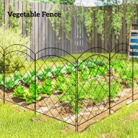 Outsunny 4 Pack Garden Fencing for Yard, Decorative Fence Panels as Animal Barrier and Flower Edging, Circle, Black(m-9)