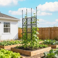 Outsunny Foldable Garden Trellis, 33.5 x 77.6 Inch Lattice Climbing Support Trellis for Garden, DIY Assembly, Black(m-7)